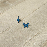 Blue Glitter Butterfly Stud Earring Set
