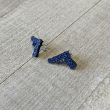 Blue Glitter Gun Stud Earrings Set