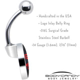 Black Red 4 Ever Emo Belly Ring by Onyx O