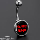 Black Red 4 Ever Emo Belly Ring by Onyx O