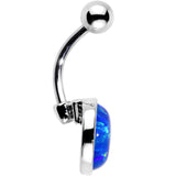 All About Blue Aqua Synthetic Opal Stainless Steel Bottom Mount Belly Ring