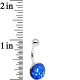 All About Blue Aqua Synthetic Opal Stainless Steel Bottom Mount Belly Ring