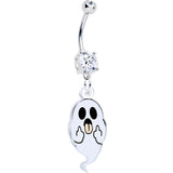 Acrylicious Sassy Spirit Middle Finger Ghost Dangle Belly Ring by Onyx O