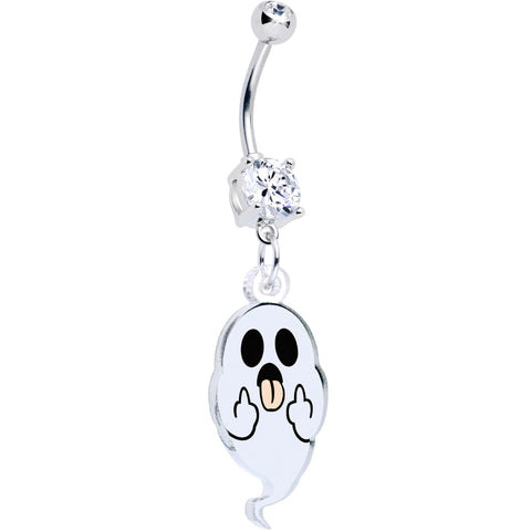Acrylicious Sassy Spirit Middle Finger Ghost Dangle Belly Ring by Onyx O