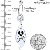 Acrylicious Sassy Spirit Middle Finger Ghost Dangle Belly Ring by Onyx O