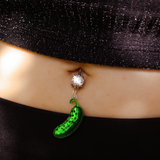 Acrylicious  Funky Green Pickle Dangle Belly Ring by Onyx O