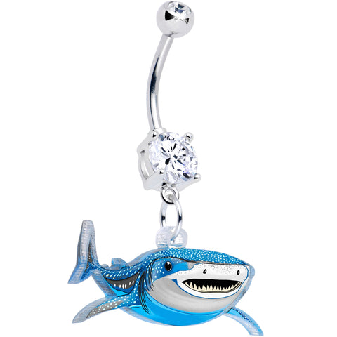 Acrylicious Attack Swimming Shark Dangle Belly Ring by Onyx O