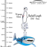 Acrylicious Attack Swimming Shark Dangle Belly Ring by Onyx O