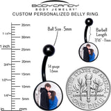 Black Anodized Titanium Custom Photo Belly Ring