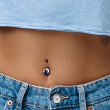 Black Anodized Titanium Custom Photo Belly Ring