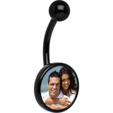 Black Anodized Titanium Custom Photo Belly Ring
