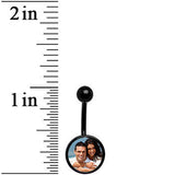 Black Anodized Titanium Custom Photo Belly Ring