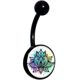 Blooming Symbolic Lotus Flower Black Belly Ring