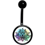 Blooming Symbolic Lotus Flower Black Belly Ring