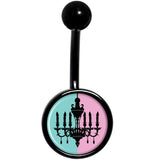 Blue Pink Split Chandelier Black Belly Ring