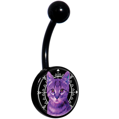 Boho Fuchsia Kitty Cat Black Belly Ring