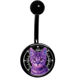 Boho Fuchsia Kitty Cat Black Belly Ring