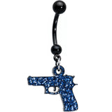 Blue Glitter Gun Dangle Belly Ring