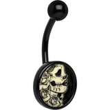 Black Glow in the Dark Katrina Sugar Skull Belly Ring