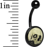 Black Titanium Webbed Skull Glow in the Dark Belly Ring
