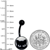 Black Glow in the Dark Peeking Black Cat Belly Ring by Onyx O