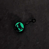 Black Glow in the Dark Peeking Black Cat Belly Ring by Onyx O
