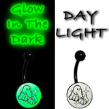 Black Anodized Glow in the Dark Halloween Ghost Dog Walker Belly Ring by Onyx O