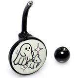 Black Anodized Glow in the Dark Halloween Ghost Dog Walker Belly Ring by Onyx O
