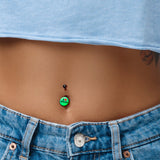 Black Anodized Glow in the Dark I Love Weed Belly Ring by Onyx O