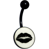 Black Glow in the Dark Lipstick Kiss Mark Belly Ring by Onyx O