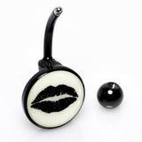 Black Glow in the Dark Lipstick Kiss Mark Belly Ring by Onyx O