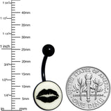 Black Glow in the Dark Lipstick Kiss Mark Belly Ring by Onyx O
