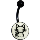 Black Anodized Glow in the Dark Kitty Cat Belly Ring by Onyx O