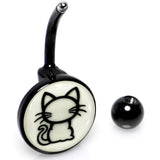 Black Anodized Glow in the Dark Kitty Cat Belly Ring by Onyx O