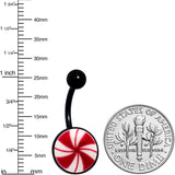 Black Glow in the Dark Holiday Peppermint Candy Belly Ring by Onyx O