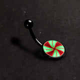 Black Glow in the Dark Holiday Peppermint Candy Belly Ring by Onyx O