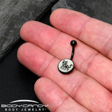 Black Anodized Glow in the Dark Skeleton Kitty Cat Belly Ring by Onyx O