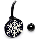Black Glow in the Dark Holiday Snowflake Belly Ring by Onyx O