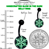 Black Glow in the Dark Holiday Snowflake Belly Ring by Onyx O