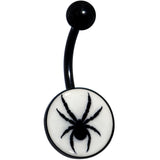 Black Glow in the Dark Black Widow Spider Belly Ring by Onyx O