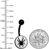 Black Glow in the Dark Black Widow Spider Belly Ring by Onyx O