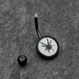 Black Glow in the Dark Black Widow Spider Belly Ring by Onyx O