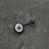 Black Glow in the Dark Black Widow Spider Belly Ring by Onyx O