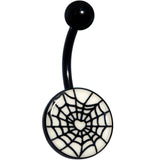 Black Glow in the Dark Heart Spider Web Belly Ring by Onyx O