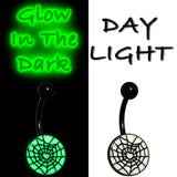 Black Glow in the Dark Heart Spider Web Belly Ring by Onyx O