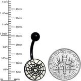 Black Glow in the Dark Heart Spider Web Belly Ring by Onyx O