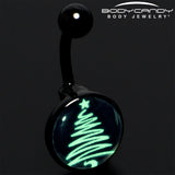 Black Glow in the Dark Holiday Christmas Tree Belly Ring by Onyx O