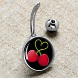 Cherry Heart Belly Ring by Onyx O