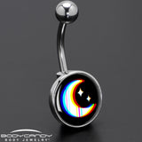 Chromatic Moon Belly Ring by Onyx O