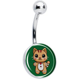 Christmas Holiday Gingerbread Kitty Cat Belly Ring by Onyx O